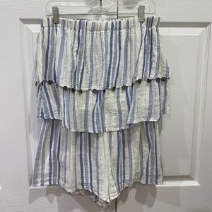 Blue and white striped romper